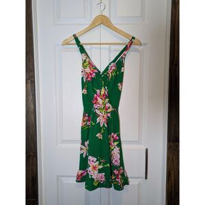 Express Women's Green Floral Sundress - Size Small